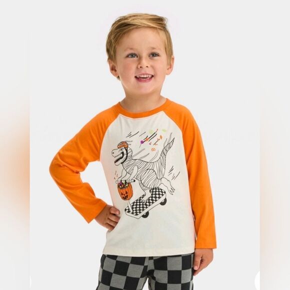 Nwt Cat & Jack Dinosaur T-Rex Boy Halloween Joggers Outfit - Picture 8 of 9